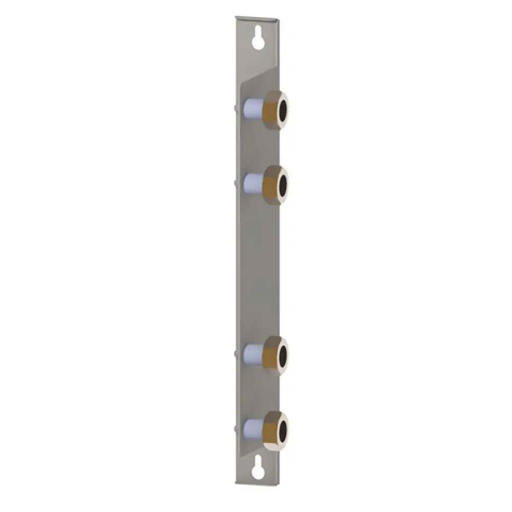 Montagehilfe aus Metall mit drei Anschlussgewinden für Rohre, gefertigt von Roth, zur Unterstützung bei der Installation von Heizungs- oder Sanitäranlagen.